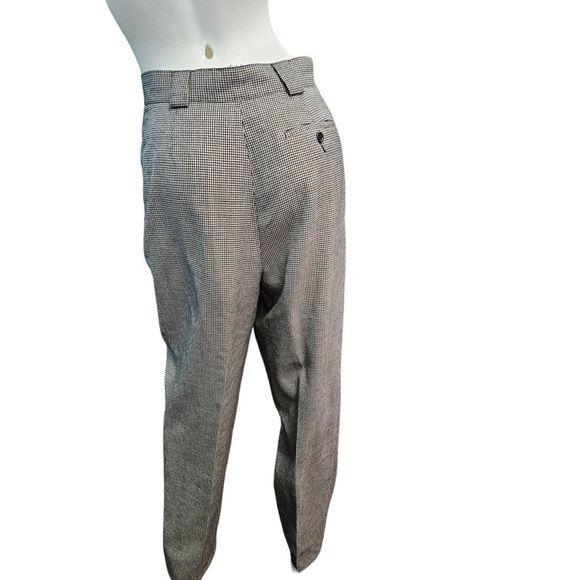 Vintage 80's Wool Houndstooth Pleat Front Tapered Dress Pants 12 Collectible Gol - Picture 5 of 8